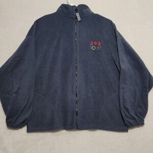 Team USA Men's‎ Jacket Sz XXL Dark Blue Fleece Long Sleeve Olympic